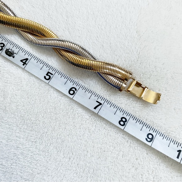 Vintage 60s/70s Napier Snake Chain Twist Two-Tone Stretch Bracelet Gold Silver - Picture 11 of 12